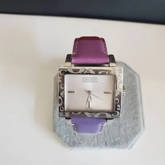 Coach Amanda Watch Multicolor Leather Strap Square Steel Case Analog IOB - Picture 4 of 11